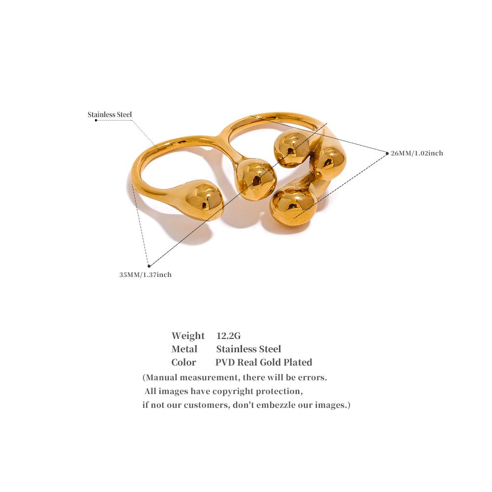 Yhpup Stainless Steel Creative Individualistic Fashionable Ring Waterproof Gold Silver Color Texture Jewelry for Women Gift