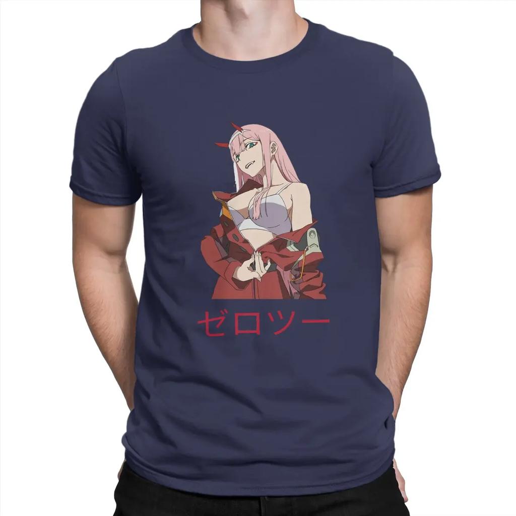 Men's Zero Two Sexy T Shirt Darling In The Franxx Anime Pure Cotton Tops Humorous Short Sleeve Crewneck Tee Shirt Summer T-Shirt Unisex