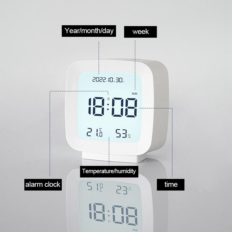 Цифровой 12/24-часовой электронный будильник с голосовым управлением, подсветкой, температурой и влажностью, ночником, настольные часы с функцией повтора сигнала