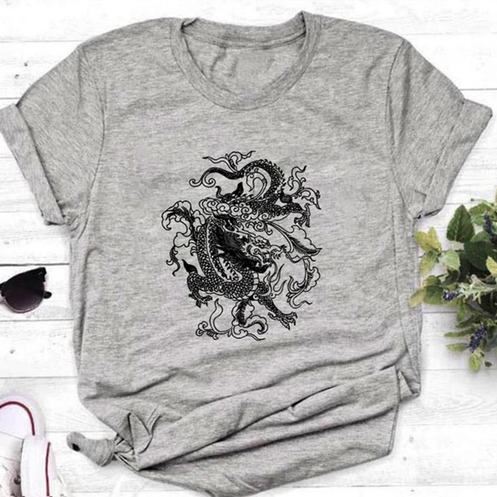 Модные футболки Goth Dragon Punk Готическая одежда Y2k Топ с коротким рукавом в стиле хип-хоп с винтажным принтом Harajuku Летняя женская футболка