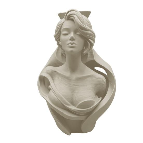 3D-печатная ваза-бюст человека, Художественная скульптура-кашпо для суккулентов, Матовый ПЛА Настольный декор, Креативный подарок для любителей искусства Новоселье