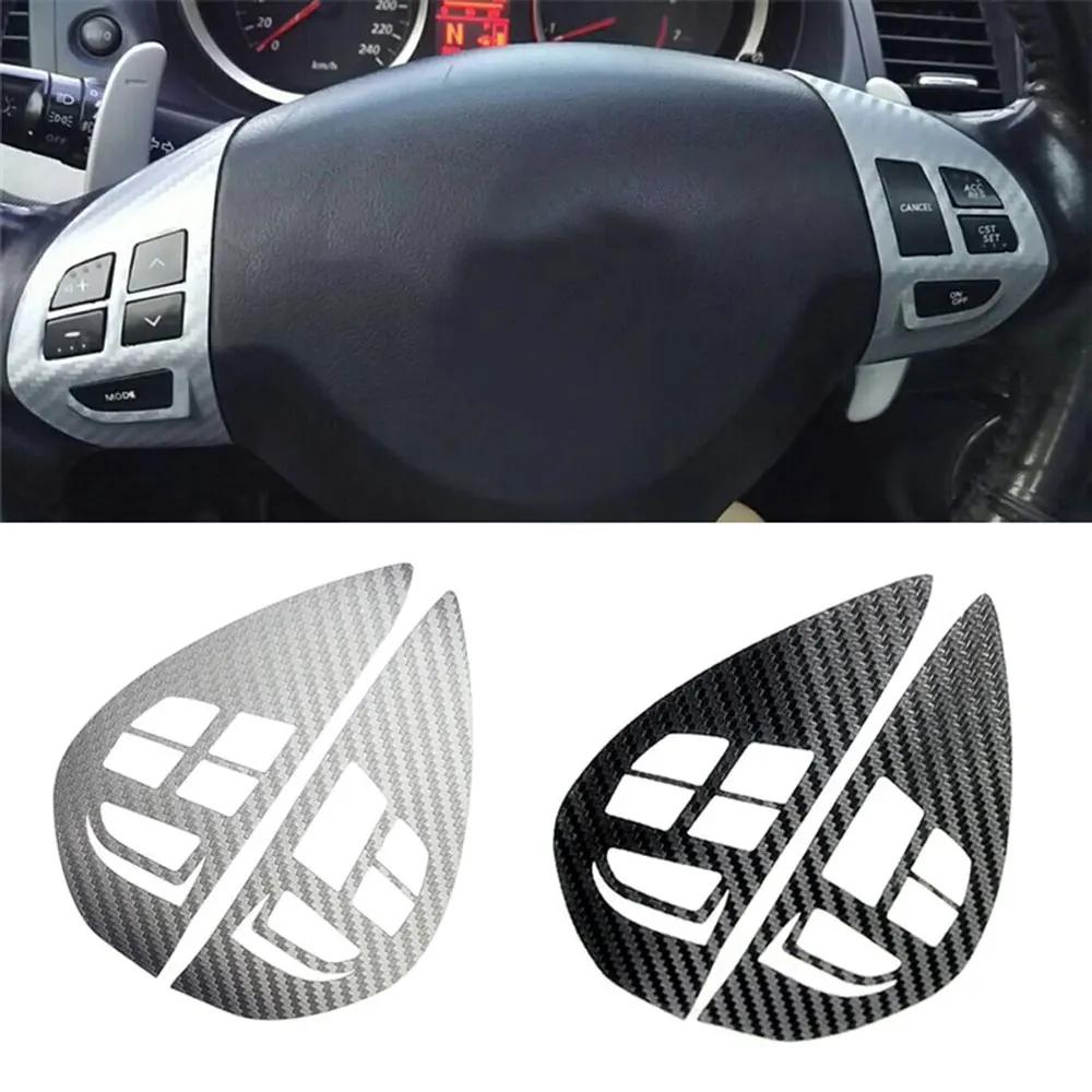 1Pc Car Carbon Fiber Control Button Steering Wheel Switch Interior Sticker for Mitsubishi ASX Lancer Outlander RVR Pajero Sport