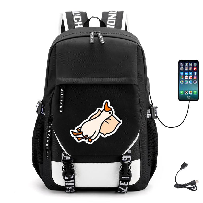 Multifunctional Goose Backpack Large Capacity Student Bag Leisure Travel Usb Computer Bag