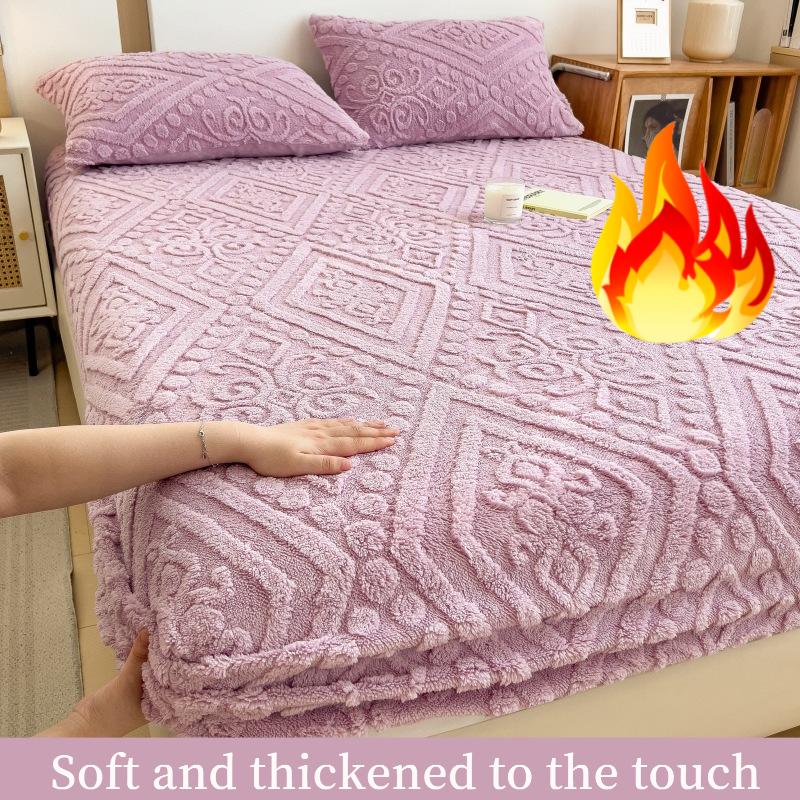 2025Теплая бархатная простыня из молочного велюра, цельная, осенне-зимнее покрывало на кровать, тафтовый наматрасник