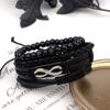 4 Pcs Multilayer Combination Infinity Leather Bracelet for Men and Women Couples Vintage Punk Christmas Holiday Party Jewelry Accessories