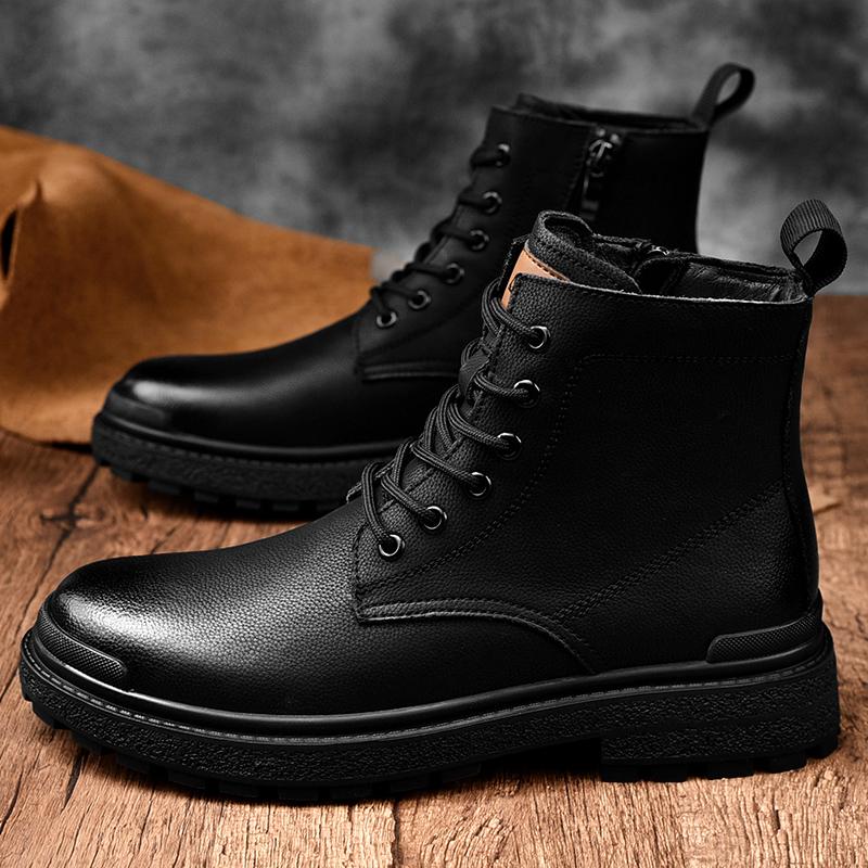 High Top Genuine Leather Men Boots Breathable British Formal Dress Shoes Luxury Ankle Boots for Mens Motorcycle Boots Work Boots