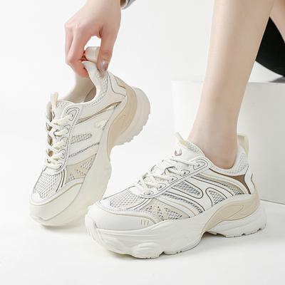 Сетчатые удобные женские модные кроссовки на платформе из натуральной кожи универсальные дышащие женские повседневные массивные кроссовки повседневная обувь 35-40