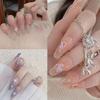 24pcs Detachable Press On Nails Full Cover DIY Long French Shining Ballerina Fake Nails