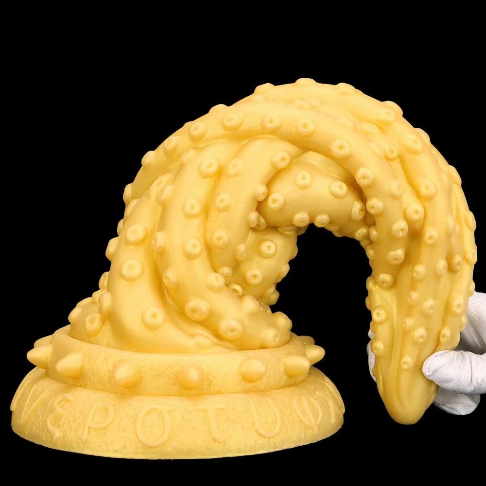 Очень большой золотой силиконовый анальный фаллоимитатор, анальный расширитель, фистинг, секс-игрушка для взрослых, ремешок на пенис, большой член, раб, БДСМ