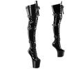 Fashion 8 Inch High Heel Platform Exotic Pole Dancing Lace-Up Overknee Fetish Boots Size34-46 Black Shiny Matt In Stock Fast Shipping