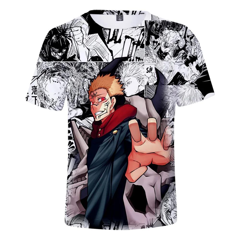 Summer Round Neck 3D Japanese Anime Jujutsu Kaisen Gojo Printed Top Fashionable Casual Short Sleeved Children's Boy T-shirts