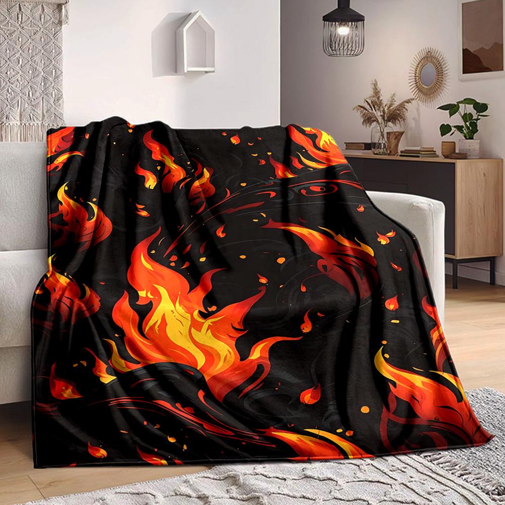 1pc Flame Dragon Blanket, Lightweight Flannel Throw Blanket for Sofa, Bed, Travel, Camping, Living Room, Office, Couch085