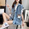 Women's Denim Vest Fashion Spring Autumn Jeans Jacket Sleeveless Loose Short Summer Streetwear