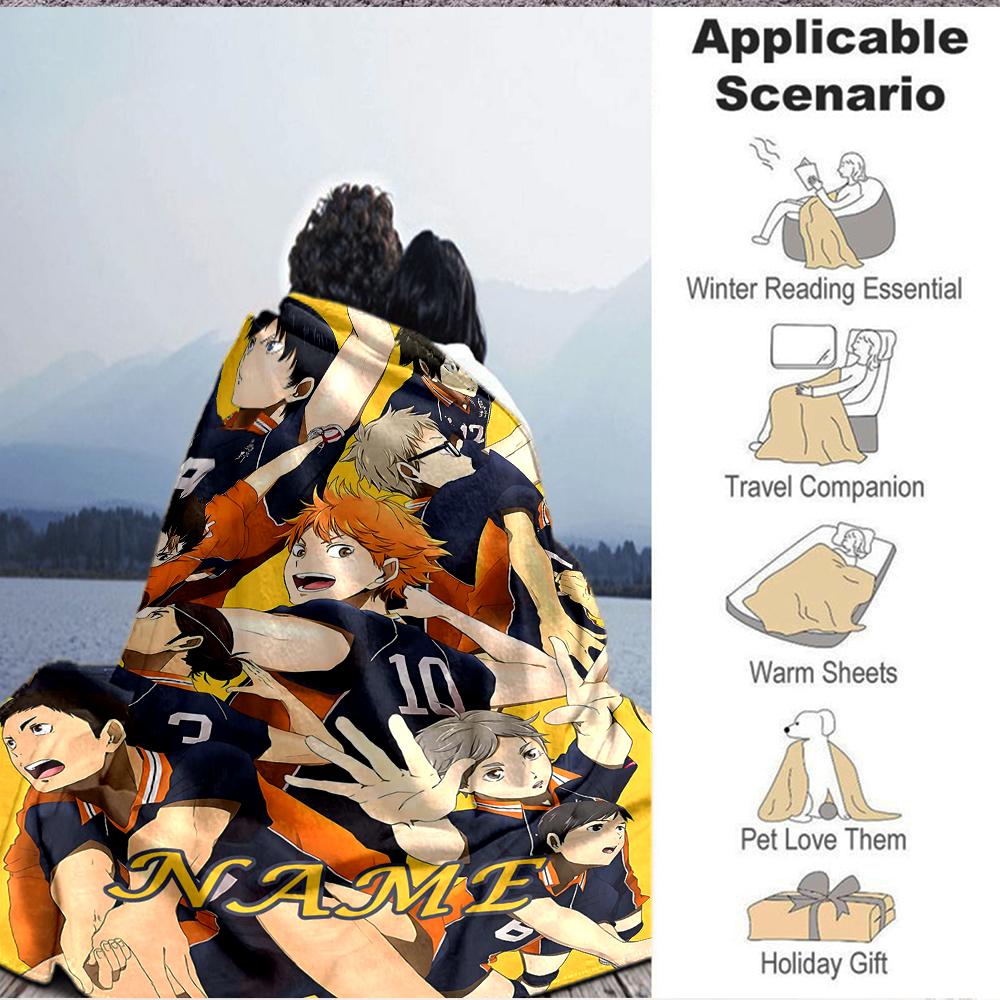 Custom 1pc Haikyuu!! Team Spirit Blanket, Soft And Comfortable Blanket, Casual Warm, Camping Travel Blanket, Birthday Gift Q91286