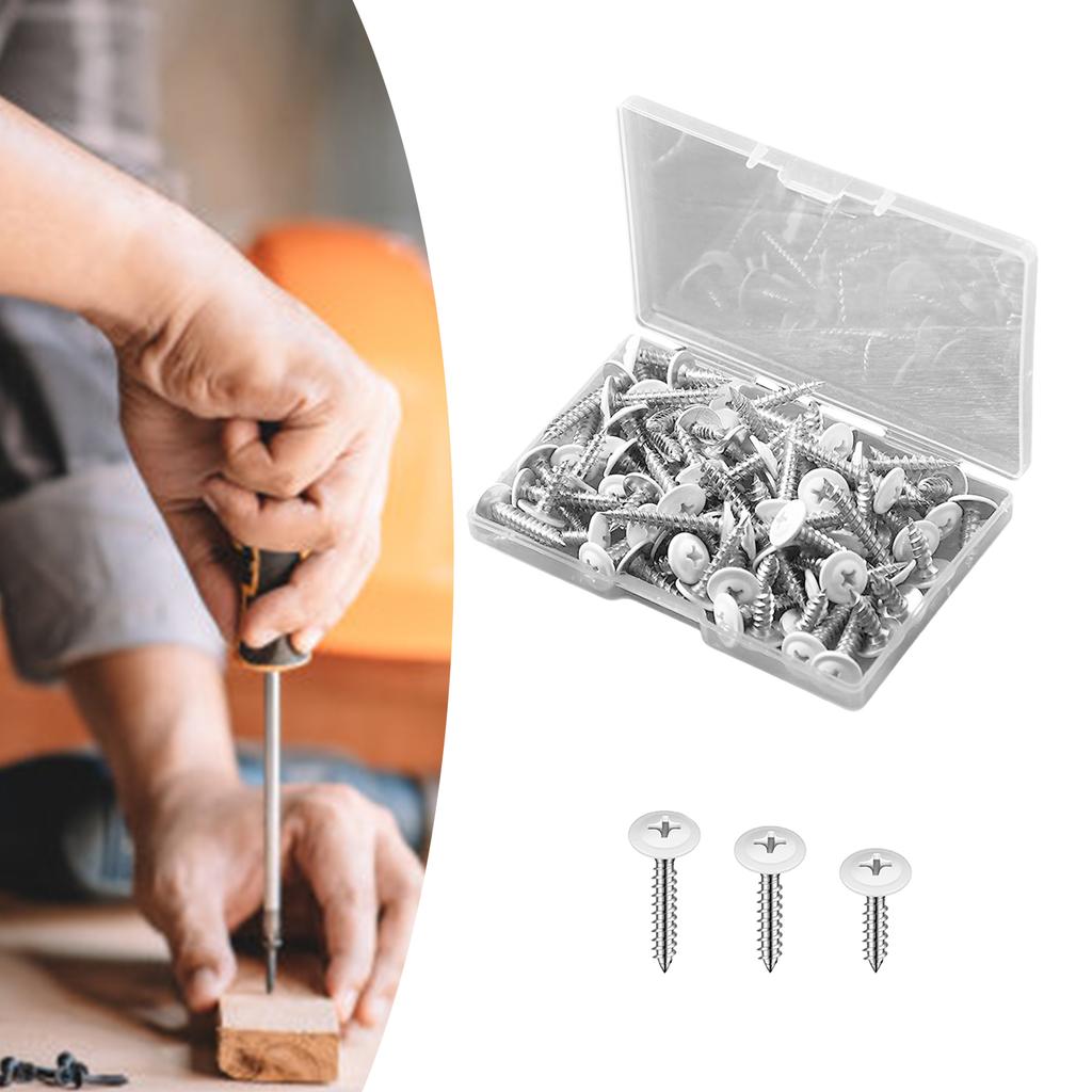 120Pieces Multipurpose White Trusses Head Screws Tapping for Quick Easy Installation Designs On Wall and Cabinet