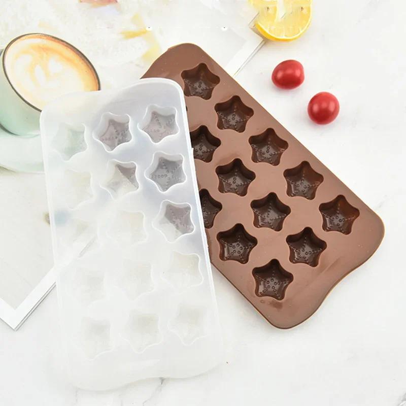 15-гнездная силиконовая форма для шоколада, антипригарная форма для желе, конфет, помадки, форма для льда в форме звезды, инструмент для самостоятельного украшения торта