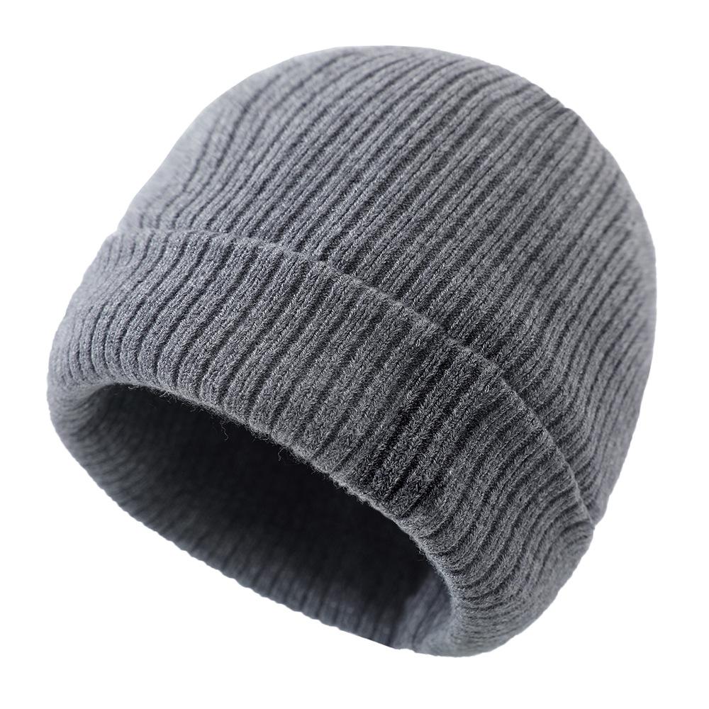 Winter-weight Short-pile Beanie Outdoor Knitted Hat Unisex Solid-colour Woolly Hat Baseball Cap