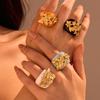 Ретро Кольца Акриловые Одного Размера Для Женщин Простые 18k Золотой Цвет Нержавеющая Сталь Цветы Украшения Модные Женские Аксессуары Подарки