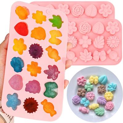 Силиконовая форма в виде листа и цветка, 18 ячеек, для DIY, антипригарная, для выпечки конфет, шоколада, печенья, инструменты для изготовления свечей на день рождения