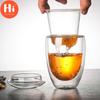 Hi-слой с двойными стенками, стеклянная чашка для чая 3 в 1 с заварочным устройством и крышкой, термостойкое прозрачное ситечко для чая, фильтр для кофе, посуда для напитков
