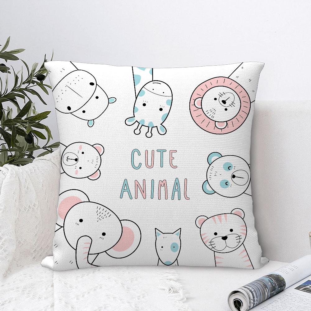 Cartoon Cute Animals Pillow Case Sofa Decorative Home Double-sided Print Plush Square Throw Pillow Covers Cushion Decor Cover