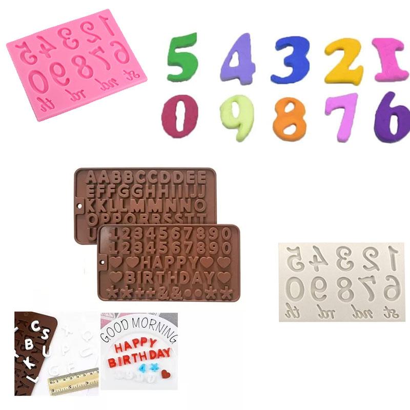 Silicone Alphabet and Number Mold Set for Cake Decorating Chocolate Fondant Candy Letters Numbers Symbols DIY Baking Tools