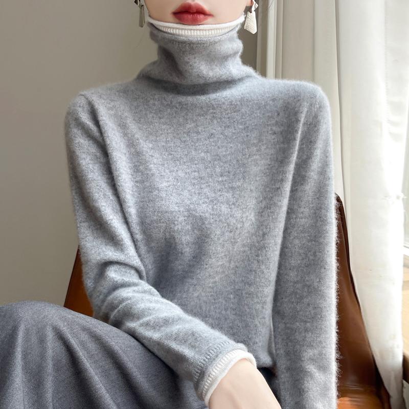 Женский кашемировый свитер Qinghe Cashmere 30% Кашемир 70% Шерсть Осенне-зимний кашемировый пуловер Мягкий и теплый