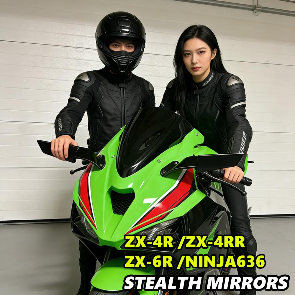 For Kawasaki Ninja ZX-4R ZX-4RR ZX-6R Ninja 636 Accessories Stealth Mirrors Rearview Mirror Adjustable Side Sports Winglets Kit