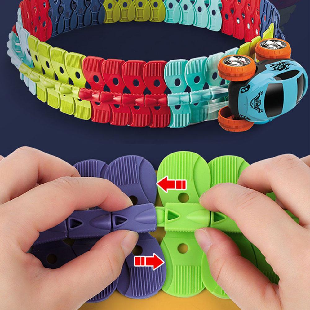 Electric Racing Car Track Toys with Flexible DIY Racing Assembly Track with Light Anti-gravity Track Bendable Vehicle Gifts