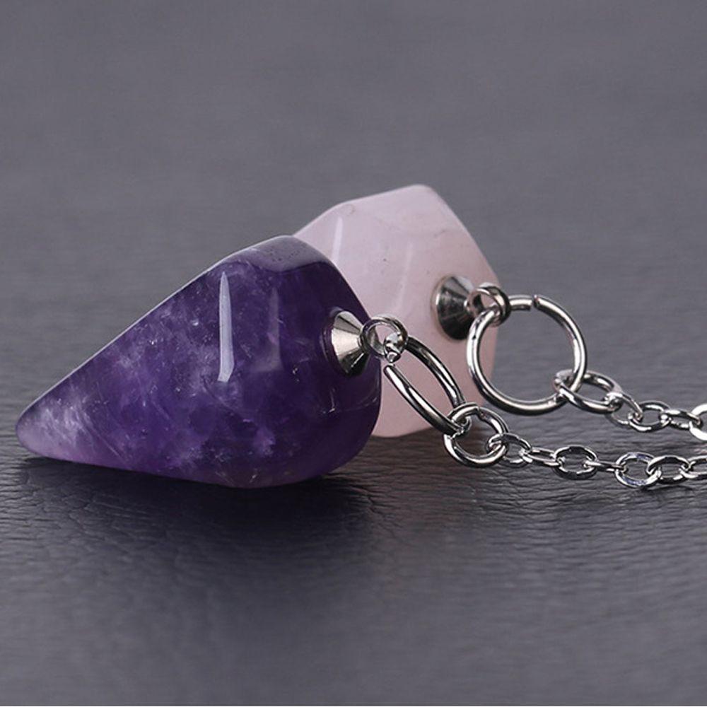 Turquoise Gemstone Rock Rose Quartz Amethyst Crystal Reiki Pendulum Pendant Amulet Natural Stone