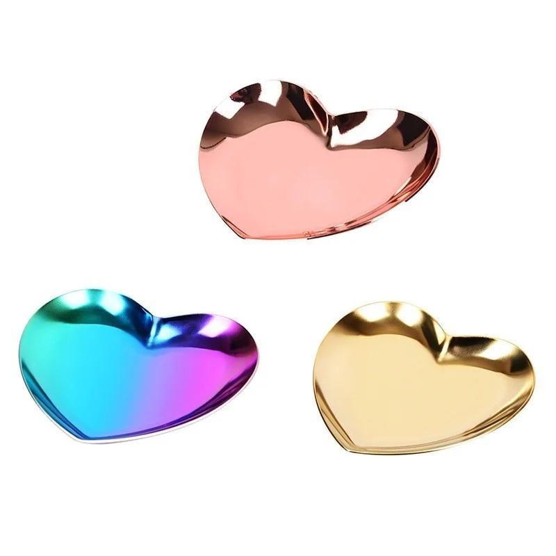 Heart Shaped Jewelry Serving Plate Metal Tray Storage Decoration Ornaments Arrange Fruit Tea Tray Home Decoration