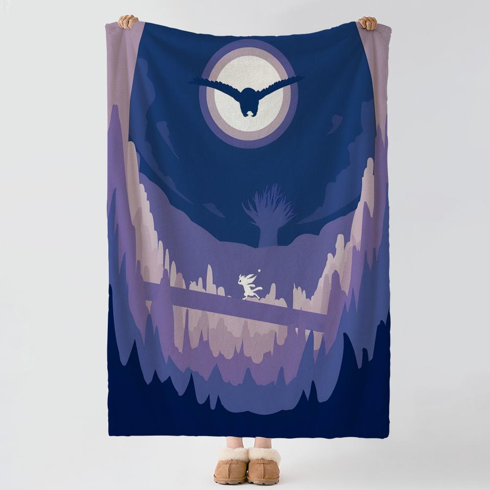 Ori a-and t-the Blind Forest Throw Soft Warm Flannel Blanket, Multi-use Throw for Bed Sofa Office, Air Conditioning Nap Blanket