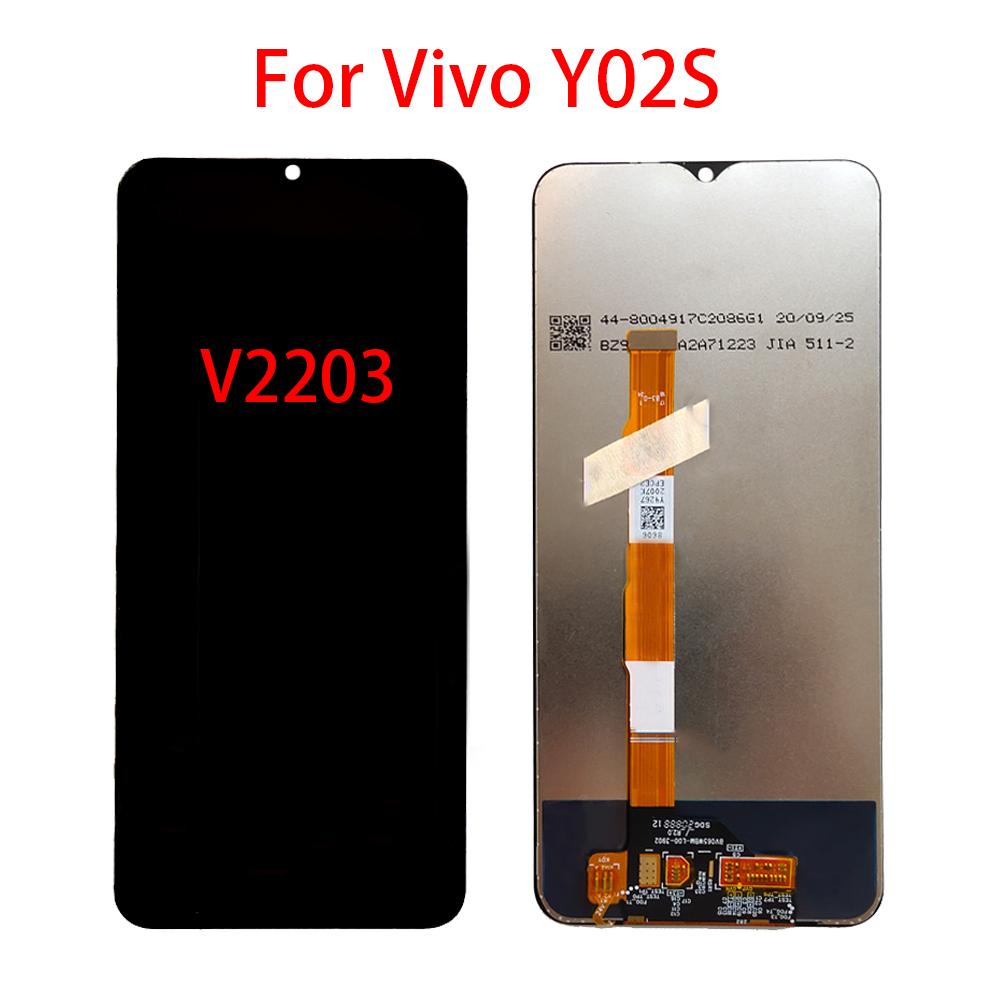 Black 6.51 Inch Full Touch Screen For Vivo Y02s V2203 LCD Display Digiziter Panel Assembly Replacement Parts