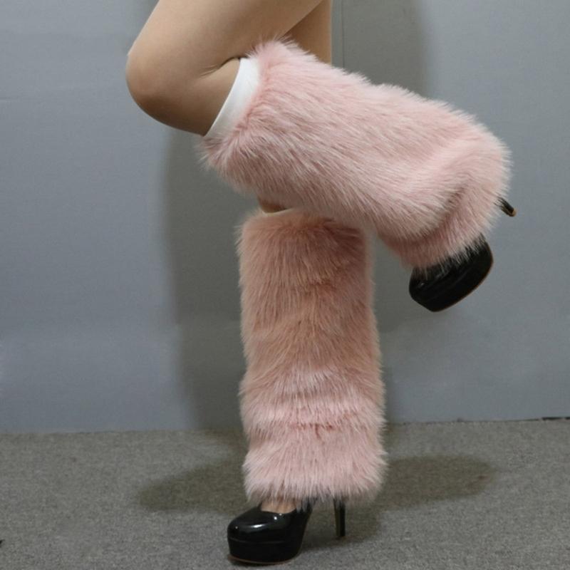 Plush Furry Leg Warmers for Women Cozy Winter Boot Toppers Cuffs Thermal Warm Fuzzy Foot Covers Footless Socks Gaiters