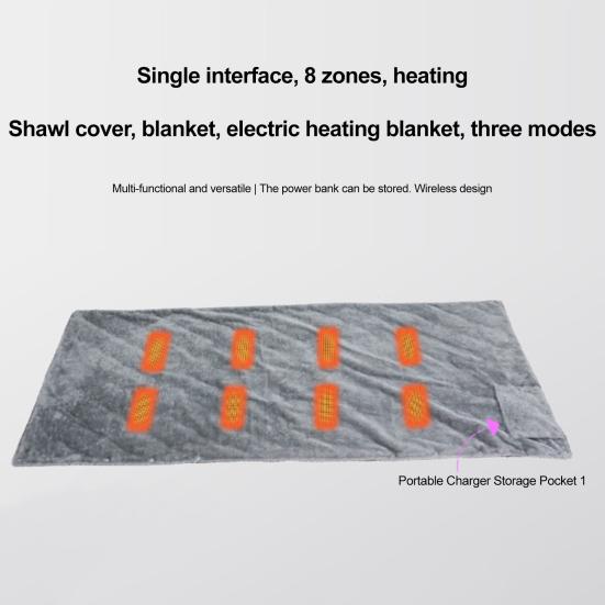 USB Перезаряжаемое Одеяло с Подогревом Портативная Накидка с Подогревом Электрическое Одеяло с 3 Уровнями Нагрева 10 ч Автоматическое Отключение Защита от Перегрева