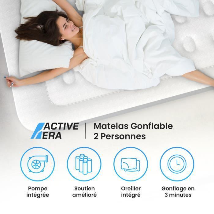 Active Era Matelas Gonflable Premium 2 Personnes avec Pompe Électrique et Oreiller Intégrés - 152x203 cm epaisseur 48 cm