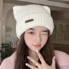 2025 Wool Hat, Female Autumn/Winter, Cat Ear (Cat Ear Shaped Steamed Bun), Knitted Hat, Rolled Hem, Thick Warm Sleeve, Hat