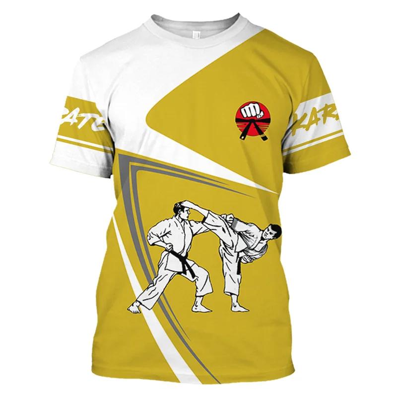 Летние мужские футболки с круглым вырезом и 3D-принтом с рисунком кикбоксинга и боевых искусств, модные повседневные футболки с коротким рукавом