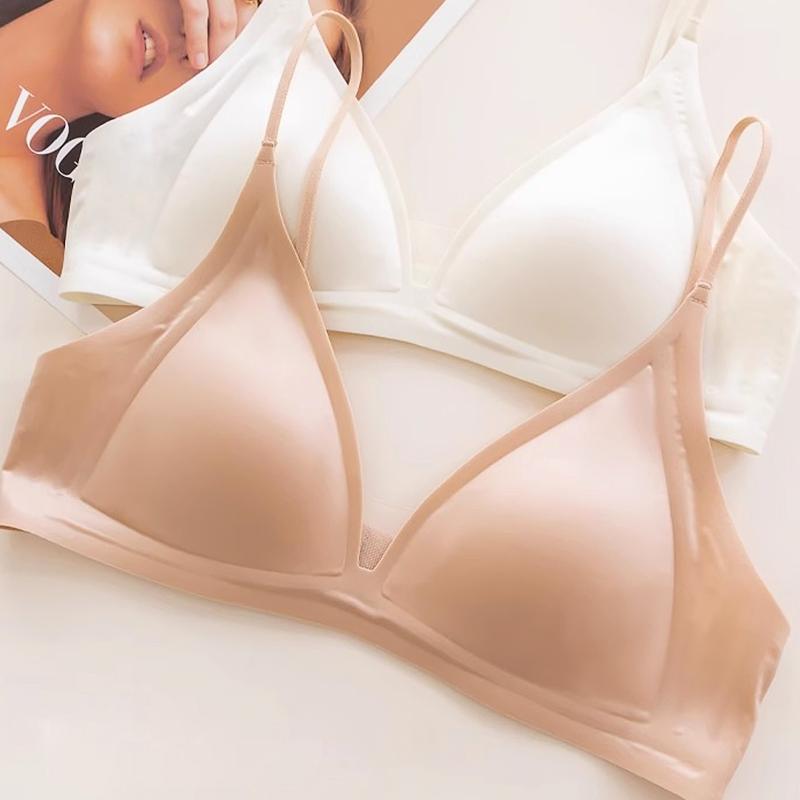 1 шт. Нижнее белье Элегантные тонкие бретели Дышащий нейлон Бесшовный Удобный женский бюстгальтер Однотонный