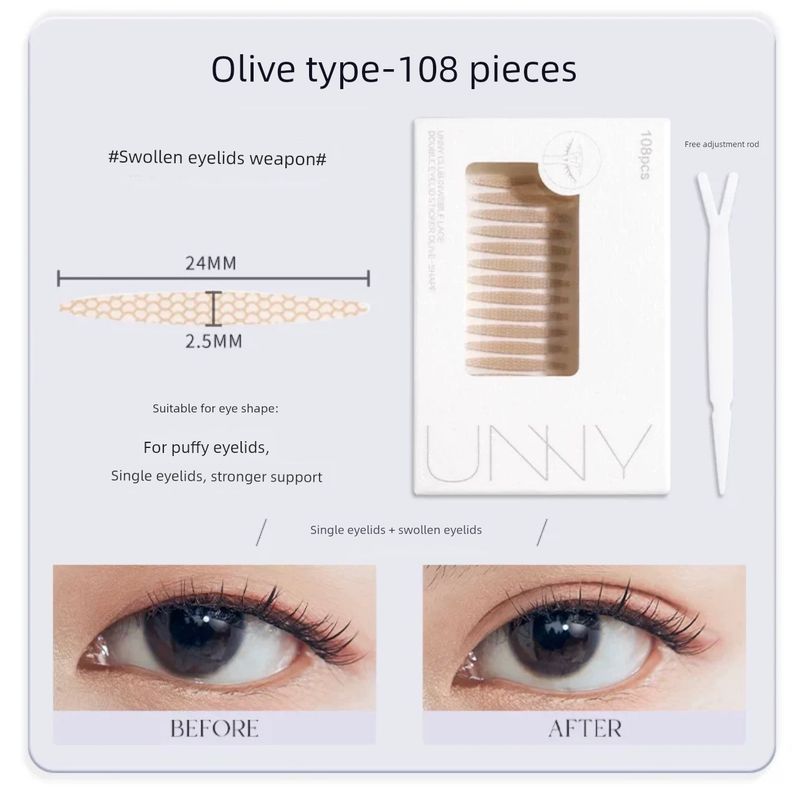 Unny Double Eyelid Tape Simulates Natural Lace, Seamless, Invisible, Long-Lasting, Not Easy to Come Off, Lightweight, Diagonal-Cut Beauty Tape