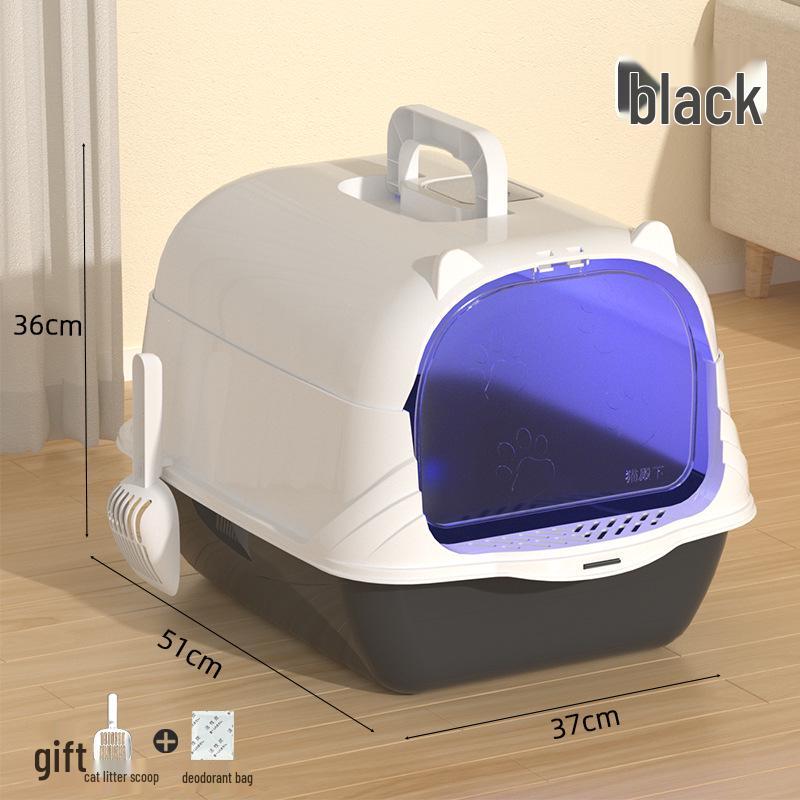 Extra Large Enclosed Cat Litter Box with Handle - Anti-Splash, Odor-Proof Design.