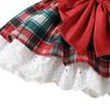 Children Plaid Dress Girl's Lace Bowknot Dress