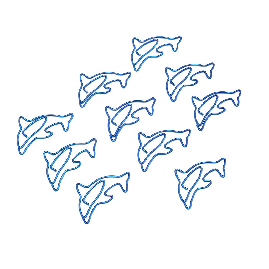 100Pcs Paper Clips Unique Dolphin Shape Lightweight Portable Electroplating Process Metal Paperclip