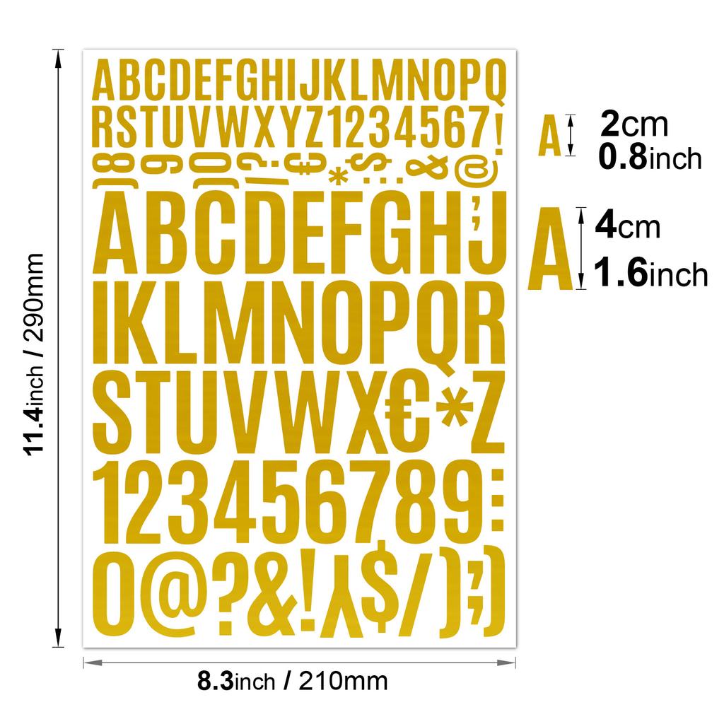 2+4cm Gold Stamping Letter Sticker Graduation Cap DIY Waterproof Self-adhesive Alphanumeric Symbol Silver Stamping Doctoral Hat Sticker