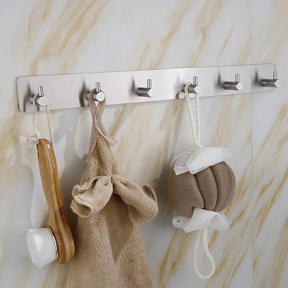 Крючок для стены из нержавеющей стали, матовый черный, 2, 3, 4, 6 рядов, крючок для халата для ванной комнаты, спальни, кухни, двери, держатель для полотенец и ключей