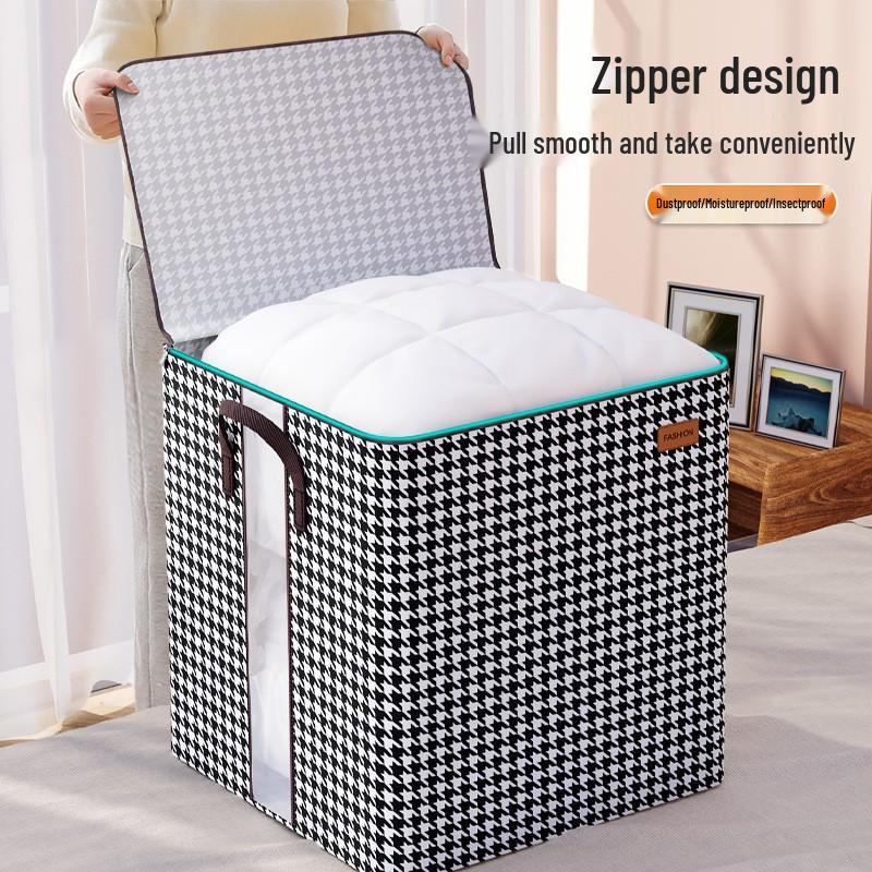 Сумка для хранения одеял в клетку «гусиная лапка» большой вместимости, влаго- и плеснестойкая, нетканая сумка для переезда