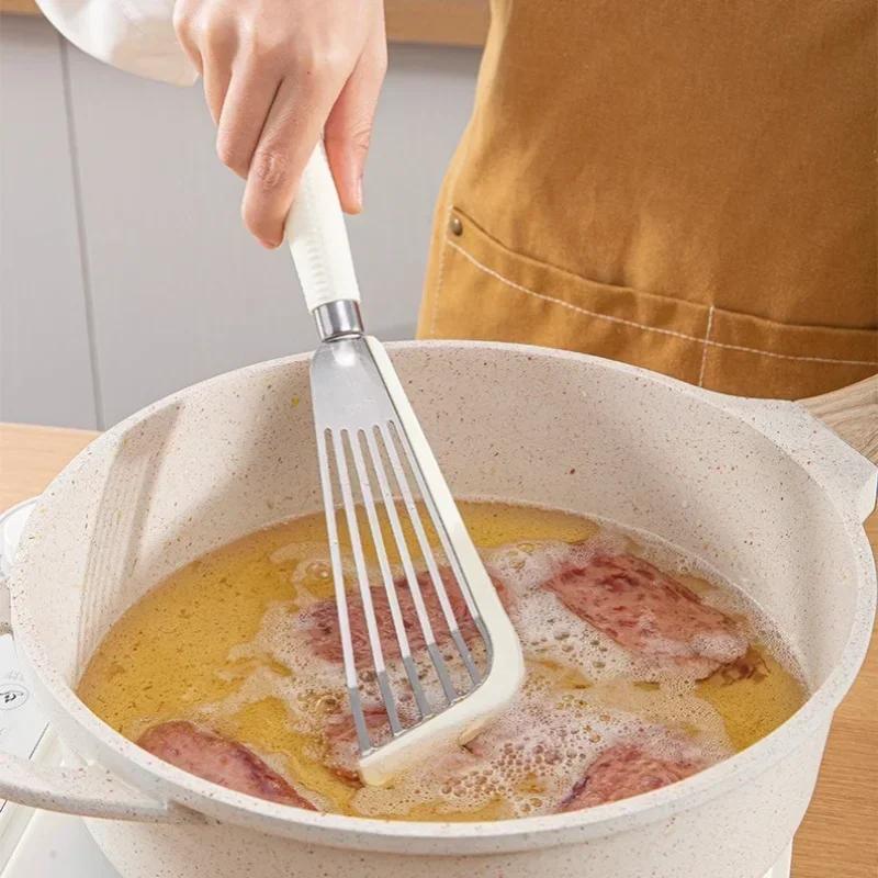 Лопатка для рыбы из нержавеющей стали, силиконовая ручка, лопатка для стейков, блинов, омлетов, антипригарное покрытие, полая лопатка для кастрюль, кухонный инструмент для приготовления пищи