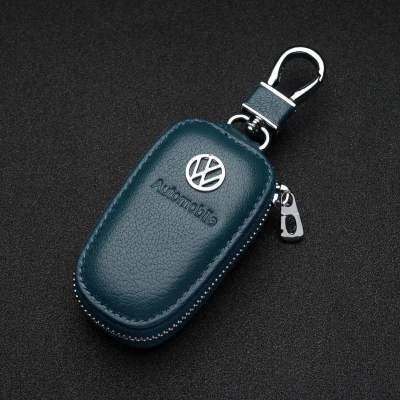 Leather Car Keychain Holder Organizer Bag for Volkswagen VW Golf GTI Passat Touareg Tiguan Sharan Vento Keys Storage Accessories iuj2