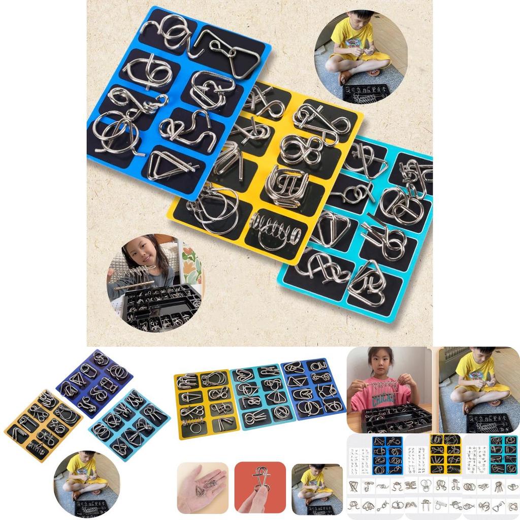 Детский набор развивающих игрушек Головоломка «Девять связанных колец», Подарок-головоломка, Полный набор разблокируемых колец, Восемь штук, Замок Лу Баня