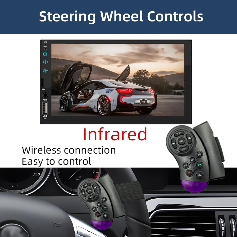 7 Inch Car Radio 1 Din MP5 Multimedia Player Touch Screen FM ISO Power Aux Input Bluetooth USB Mirror Link Universal